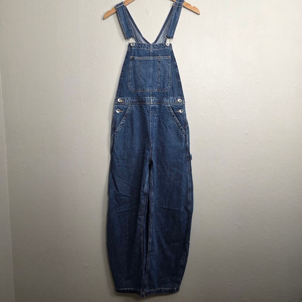 Everlane The Curve Denim Overall Barrel Leg Medium Blue Jumpsuit XS - Picture 3 of 12